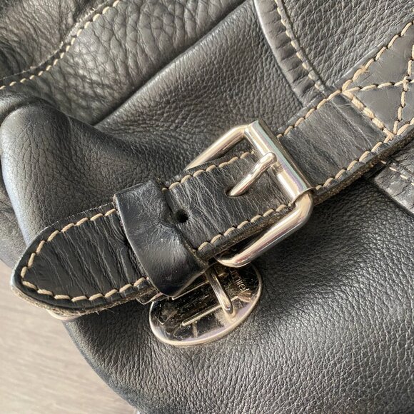 VINTAGE ROOTS LEATHER BACKPACK BLACK PREOWNED - Picture 11 of 16